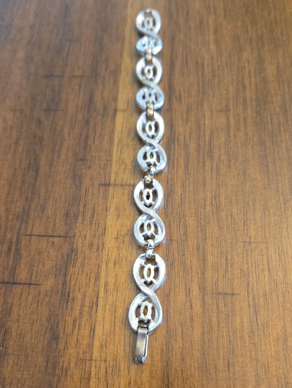Silver-Tone Blue Crystal Infinity Link Bracelet